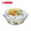 Customized Decal Glass Casserole with Glass Dish Lid